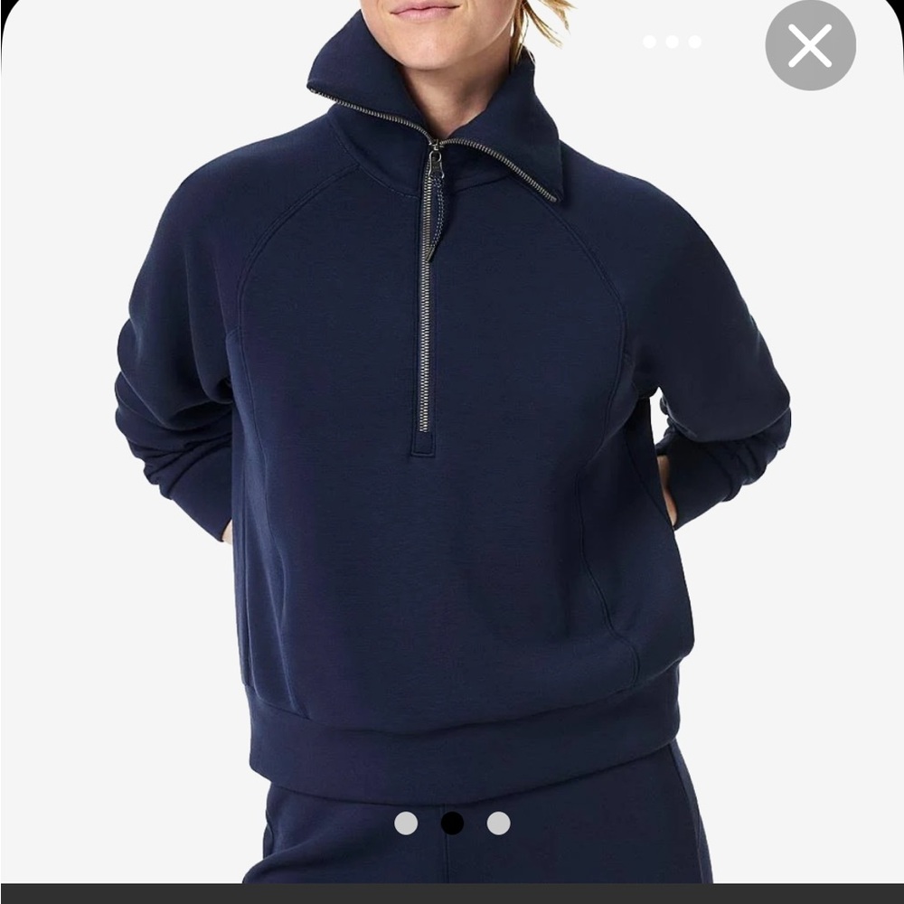 Spanx AirEssentials Half Zip — Classic/Timeless Navy, XL